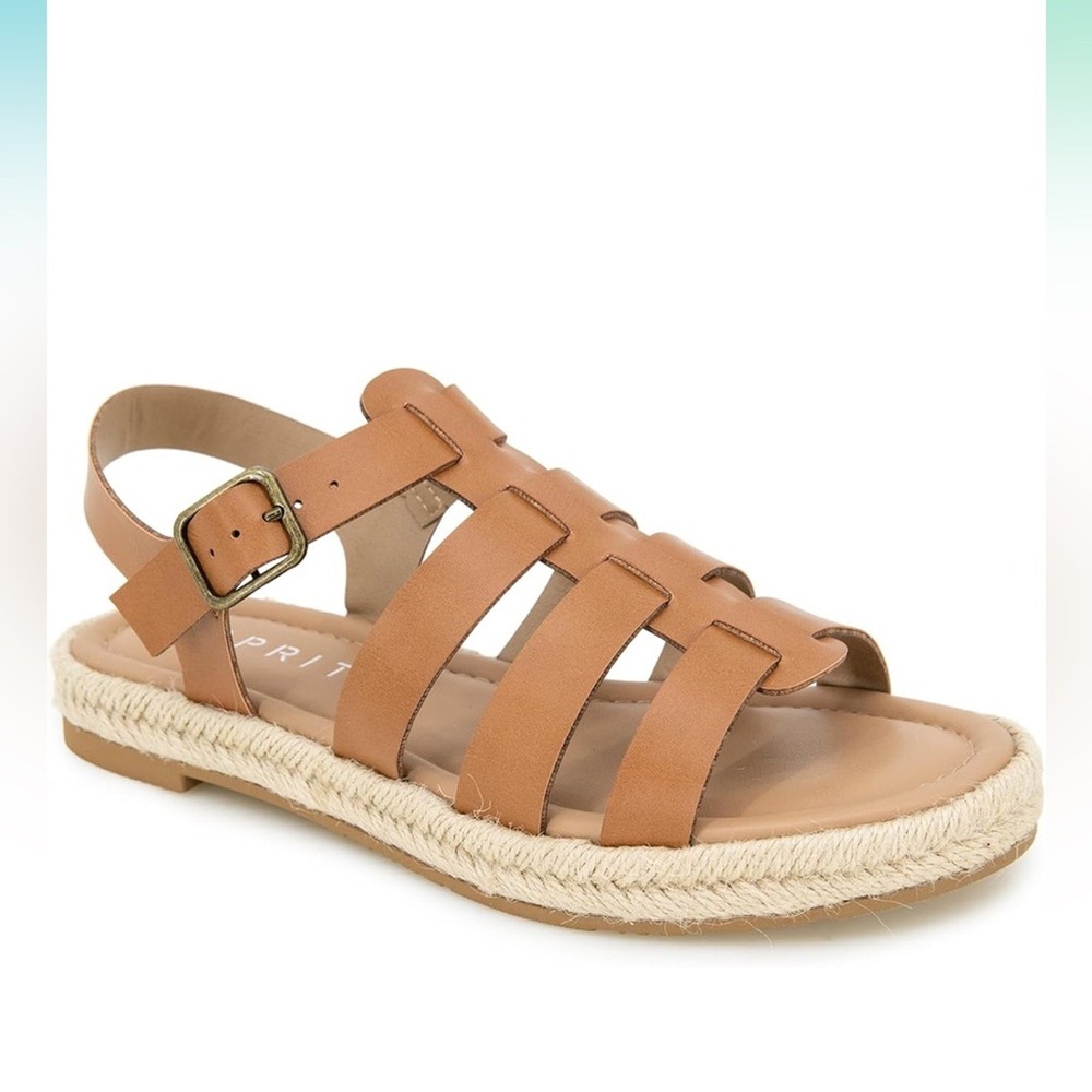 Esprit Anna Brown Gladiator Espadrille Sandals Womens 7.5 Flat Faux Leather